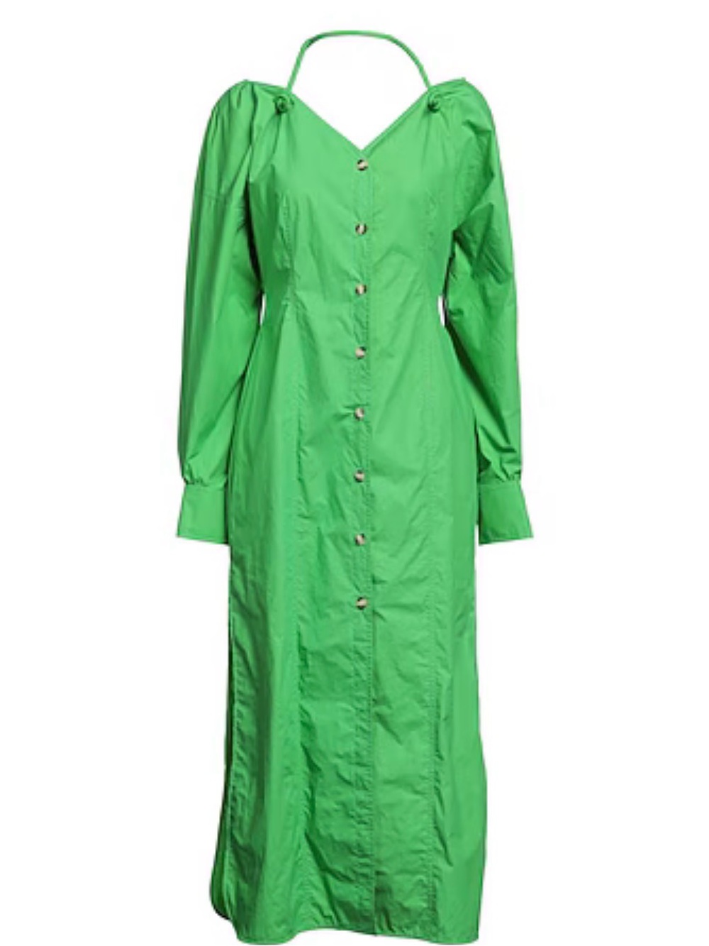 Nanushka Emerald Green Midi Button-Front Dress